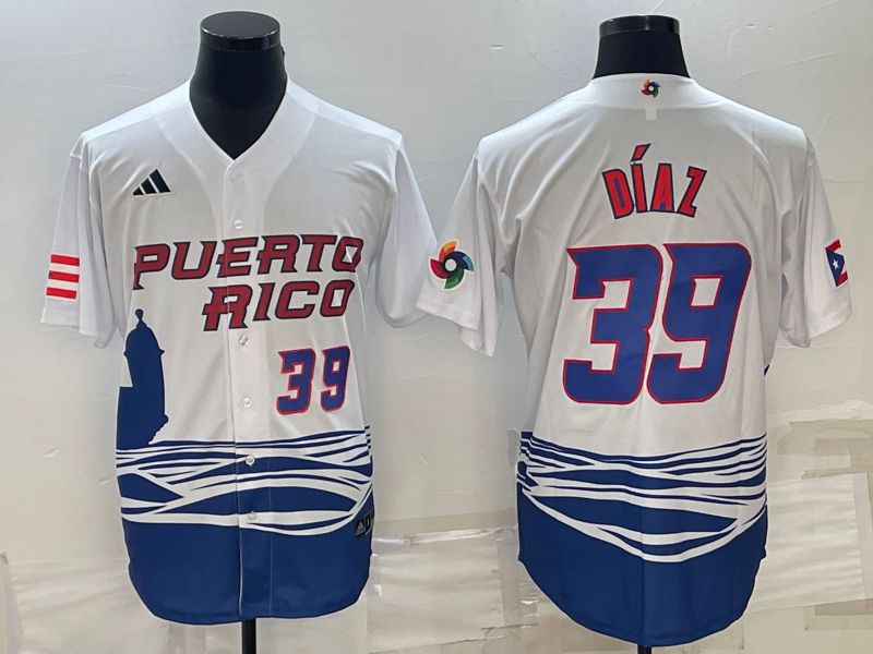 Men 2023 World Cub #39 Diaz White MLB Jersey